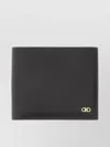 Ferragamo Textured Finish Leather Wallet Logo In Black
