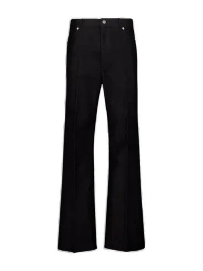 Ferragamo Textured Finish Straight Leg Trousers In Black