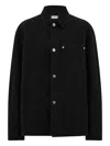 Ferragamo Denim Shirt With Chest Pocket And Textured Fabric In Black