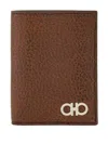 Ferragamo Textured Gancini Card Holder In Brown