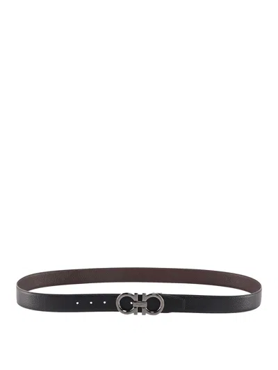 FERRAGAMO TEXTURED LEATHER BELT WITH ICONIC GANCINI BUCKLE