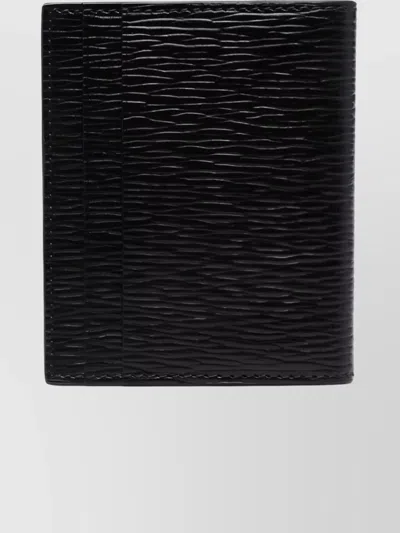 Ferragamo Textured Leather Bi-fold Card Holder In Black