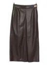 Ferragamo Textured-leather Buckled Skirt In Brown