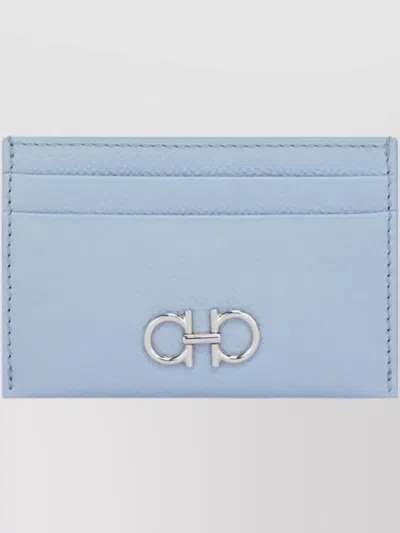 FERRAGAMO TEXTURED LEATHER CARD HOLDER GANCINI DESIGN