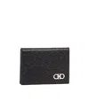 Ferragamo Textured Leather Cardholder In Black