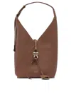 Ferragamo Medium V-shaped Leather Shoulder Bag In Brown