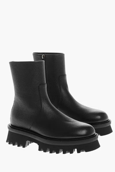 Ferragamo Black Metropolitan Combat Boots In 001 Nero || Nero