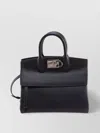 Ferragamo Textured Leather Structured Shoulder Bag