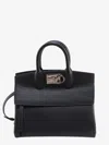Ferragamo Textured Leather The Studio Handbag With Iconic Gancini Closure
