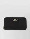 Ferragamo Textured Leather Wallet With Gold-tone Hardware In Black