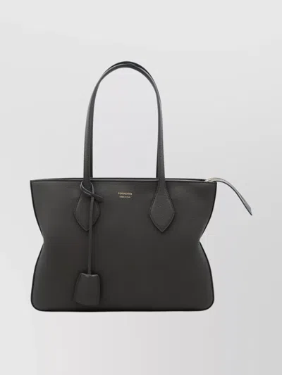 Ferragamo Textured Tote Bag Structured Design In Gray