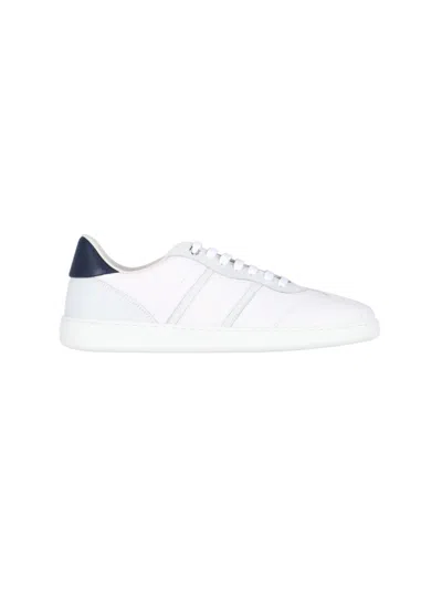 FERRAGAMO FERRAGAMO TEXTURED WHITE LEATHER LOW-TOP SNEAKERS