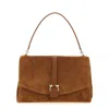 Ferragamo Suede With Gancini Hardware Shoulder Bag In Brown