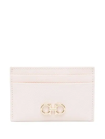 Ferragamo The Gancini Leather Card Holder In Neutral