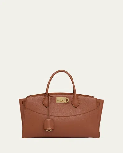 FERRAGAMO THE NEW STUDIO SOFT LEATHER TOP-HANDLE BAG
