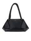 Ferragamo The Scarf Bag Black Shoulder Bag With Braided Handles And Folded Corners In Leather Woman In Black