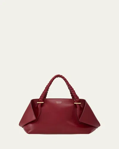 Ferragamo The Scarf Leather Top-handle Bag In Borgogna