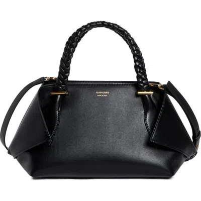 Ferragamo The Scarf Leather Top Handle Bag In Nero