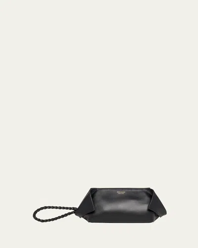 Ferragamo The Scarf Leather Wristlet In Nero