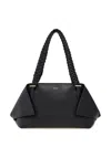 Ferragamo The Scarf Bag Black Shoulder Bag With Braided Handles And Folded Corners In Leather Woman In Black