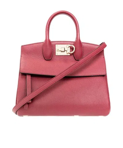 Ferragamo The Studio Leather Tote Bag In Pink