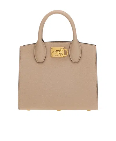 Ferragamo The Studio Small Tote In Daino