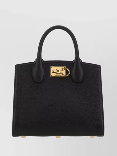 Ferragamo The Studio Structured Top Handle Handbag With Metal Feet