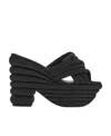Ferragamo Rey T Sandals In Embossed Satin In Black