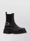 Ferragamo Tia Buckled Leather Ankle Boots In Black