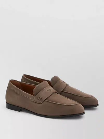 Ferragamo Tiberio Suede Loafer Round Toe Design In Brown