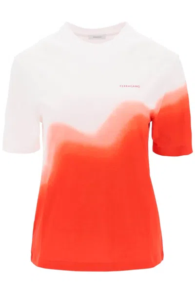 Ferragamo Tie-dye Crew-neck T-shirt In Bold Mixed Colors For Women In Multicolor