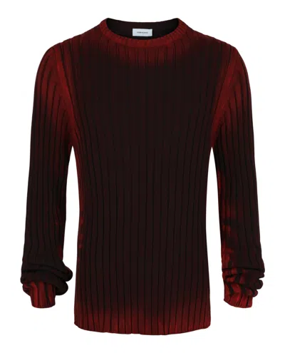 Ferragamo Tie-dye Ribbed Sweater In Burgundy