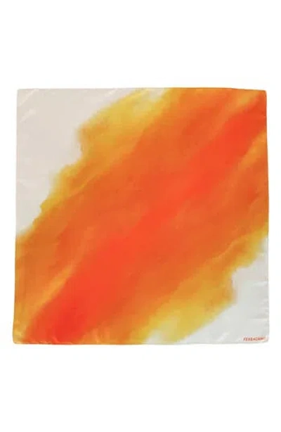 Ferragamo Tie Dye Silk Scarf In Orange