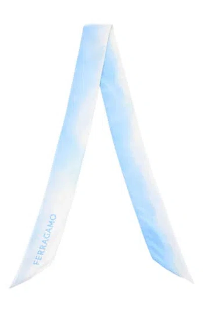 Ferragamo Tie Dye Skinny Silk Scarf In Blue
