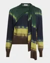 Ferragamo Tie-dye Wool Knit Shoulder-tie Sweater In Multi