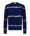 Ferragamo Tie Dye Wool V-neck Pullover In Blue
