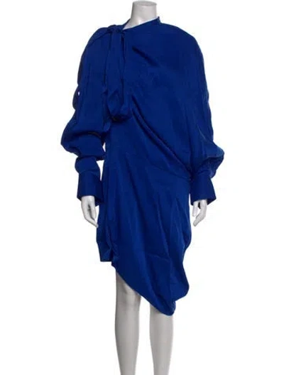 Pre-owned Ferragamo Tie Neck Mini Dress In Blue