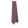 Ferragamo Geometric-pattern Silk Tie Contrast Trim In Red