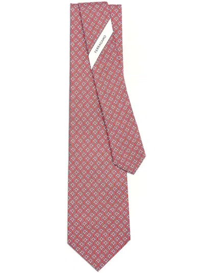 Ferragamo Tie With Print In Red