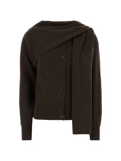 Ferragamo Tie-detail Cardigan In Brown