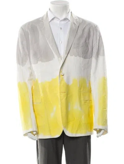 Pre-owned Ferragamo Tie-dye Print Distressed Accents Blazer In Yellow