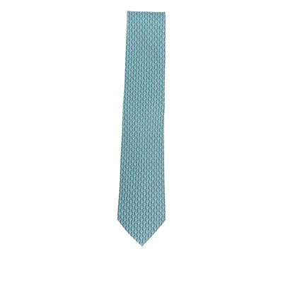 FERRAGAMO TIES BLUE, WHITE