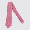 Ferragamo Men Silk Tie With Intreccio Print In Pink