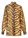 Ferragamo Tiger-print Long-sleeved Shirt In Multi