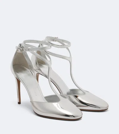 Ferragamo Tildea Metallic Leather Slingback Pumps In Silver