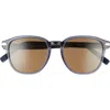 Ferragamo Timeless 53mm Rectangular Sunglasses In Crystal Navy Blue/brown