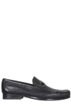 Ferragamo Classic Leather Loafers With Signature Buckle In Black