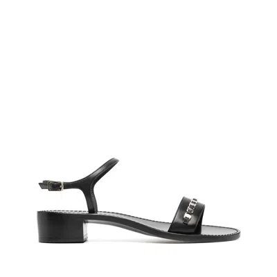 Ferragamo Tiny Vara Bow Appliqu Trim Sandals In Black