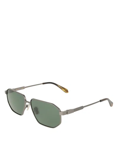 Ferragamo Titanium Rectangular Sunglasses, 59mm In Green