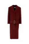 Ferragamo Tiziano Wool Blend Coat In Burgundy